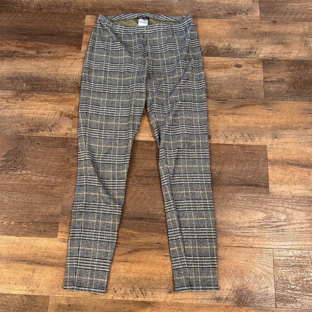 Express Pants S Plaid Pull-On Skinny Stretch Black White Academia Office Comfort